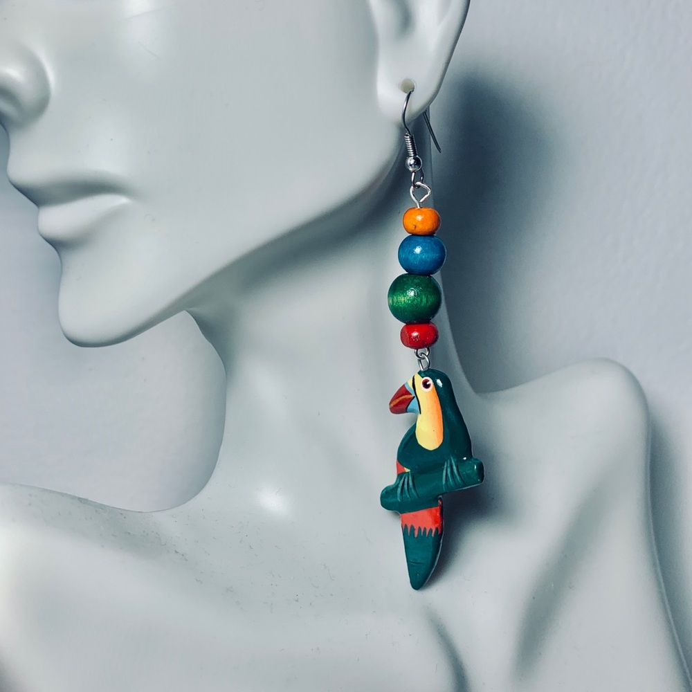 Colorful Parrot drop earrings